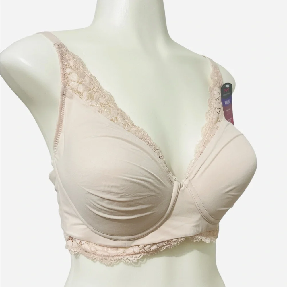 Maidenform Pure Comfort Lace Bralette, Our Best Longline Bralette Pink Size 36D
